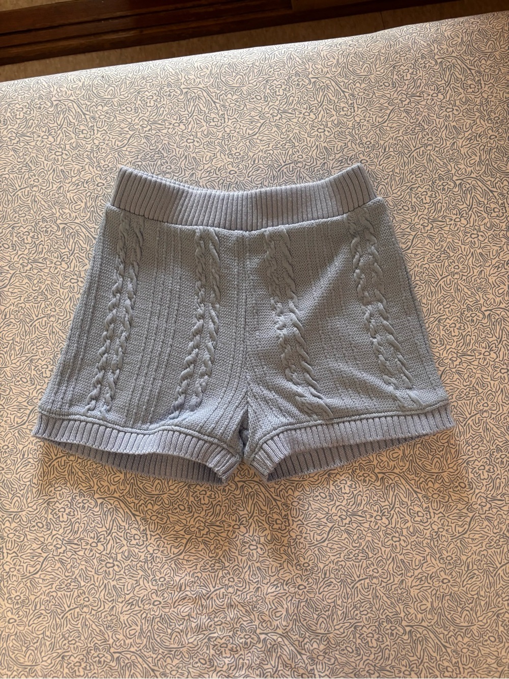 Light Blue Cable Knit Shorts
